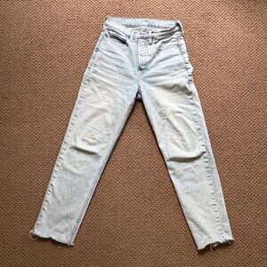 Old Navy Cutoff Light Wash Extra High Rise Straight Leg Jeans Women's Size 4